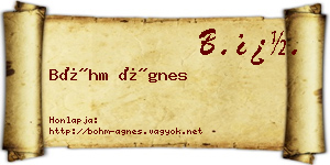 Bőhm Ágnes névjegykártya